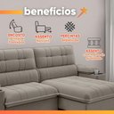 Ver imagem 5 de Sofá Retrátil e Reclinável 3 Lugares 2,10m com Porta Copos Slim Stanley Castor