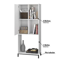 Estante Tubular com 1 Porta e 3 Nichos BRV - Branco/Preto - 3