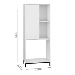 Estante Tubular com 1 Porta e 3 Nichos BRV - Branco/Preto - 4
