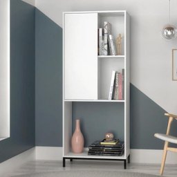 Estante Tubular com 1 Porta e 3 Nichos BRV - Branco/Preto - 1