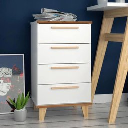 Gaveteiro com 4 Gavetas Brv - Branco/pinus - 1