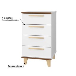 Gaveteiro com 4 Gavetas Brv - Branco/pinus - 3