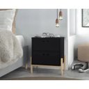 Ver imagem 1 de Mesa de Cabeceira com 2 Gavetas e Pés em Madeira Brv - Preto/pinus