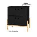 Ver imagem 3 de Mesa de Cabeceira com 2 Gavetas e Pés em Madeira Brv - Preto/pinus