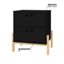 Ver imagem 6 de Mesa de Cabeceira com 2 Gavetas e Pés em Madeira Brv - Preto/pinus