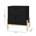 Ver mais imagens de Mesa de Cabeceira com 2 Gavetas e Pés em Madeira Brv - Preto/pinus
