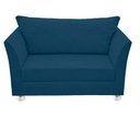 Ver imagem 1 de Namoradeira Lisboa 02 Lugares para Sala Salão Escritório Suede Azul Marinho