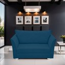 Ver imagem 3 de Namoradeira Lisboa 02 Lugares para Sala Salão Escritório Suede Azul Marinho