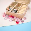Ver imagem 1 de Kit Porta Joias Portatil Viagem Estojo Rosa com Missangas Pink Cor:rosa