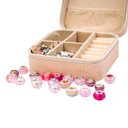 Ver imagem 7 de Kit Porta Joias Portatil Viagem Estojo Rosa com Missangas Pink Cor:rosa