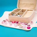 Ver imagem 2 de Kit Porta Joias Portatil Viagem Estojo Rosa com Missangas Pink Cor:rosa