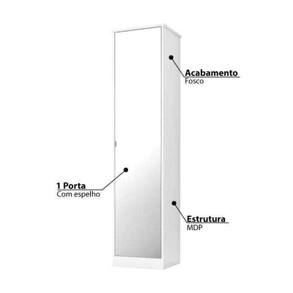 Sapateira 1 Porta com Espelho e 5 nichos Multiuso - Demóbile - 2