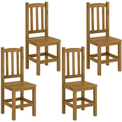 Kit 4 Cadeiras Madeira Maciça Diamante Cor Nogueira Nemargi