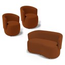 Ver imagem 1 de Kit 2 Poltronas e 1 Namoradeira Aisha Orgânica Veludo Terracota - Desk Design