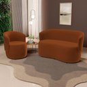 Ver imagem 7 de Kit 2 Poltronas e 1 Namoradeira Aisha Orgânica Veludo Terracota - Desk Design