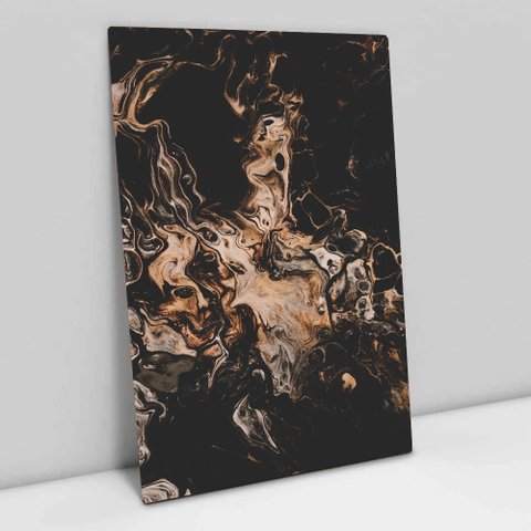 Quadro Decorativo em Canvas Abstrato Black Mármore - Chassi - 60 x 40cm