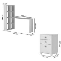 Conjunto para Escritório BRO-43 Mesa com Estante Acoplada e - 8