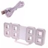 Relógio De Mesa Led Branco Digital Despertador Com Cabo USB - 1