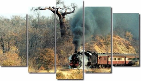 Quadro Decorativo Paisagem Trem 5 Peças - 1