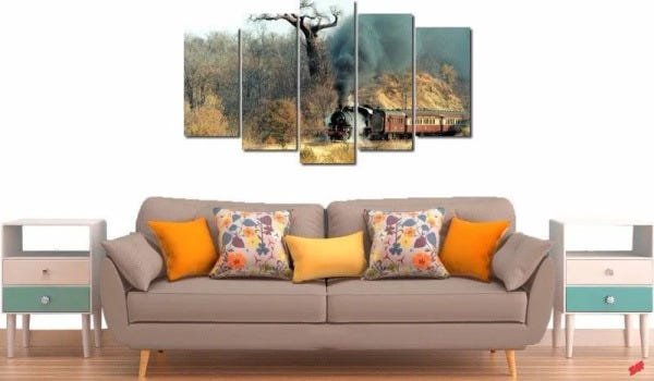 Quadro Decorativo Paisagem Trem 5 Peças - 2