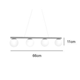 Luminária Pendente Estilo Jabuticaba Preta com Globo Leitoso para 4 Lâmpadas Halopin G9 Bivolt - 6