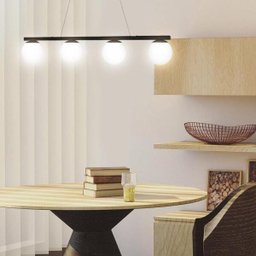 Luminária Pendente Estilo Jabuticaba Preta com Globo Leitoso para 4 Lâmpadas Halopin G9 Bivolt - 5