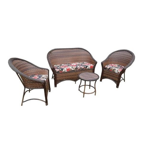 Conjunto de Sofá Fibra Sintética Munique - 1 Sofá 2L + 2 Poltronas + 1 Mesa Centro - Tecido Maui Pre