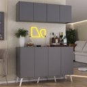 Ver imagem 2 de Kit Bar Armário Aéreo e Aparador 4 Portas Retrô Multimóveis Mp1086 Grafite/branco