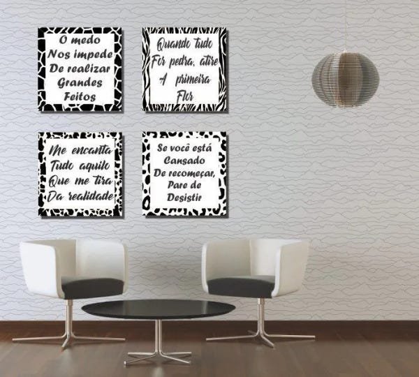 Quadro Decorativos Kit de frases Zebra 4 peças - 1