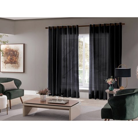 Cortina Sala Quarto Escritório Roma 300x250 Admirare:Preta