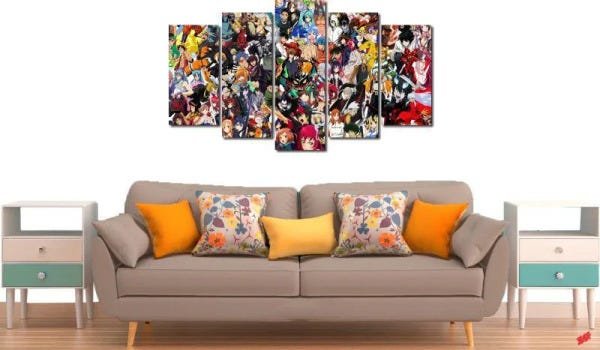 Quadro decorativo para quartos e salas desenhos de anime 5 peças - 2