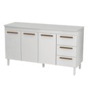 Ver imagem 1 de Balcão de Cozinha Atenas com Tampo 3 Portas 3 Gavetas 158 Cm Branco