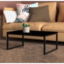 Ver imagem 1 de Mesa De Centro Sala Retangular Ferro E Madeira Industrial - Preto