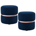 Ver imagem 1 de 2 Puffs Com Cinto Rosê Round B-304 Veludo Azul Marinho Domi