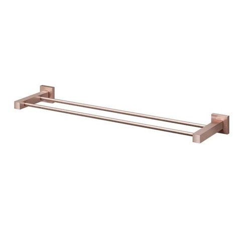 Porta-toalhas bastão duplo Square cobre escovado - 00641869 Docol