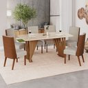 Ver imagem 1 de Mesa de Jantar 6 Lugares Lívia/anne Nature/off White/courano/linho- Pnr Móveis