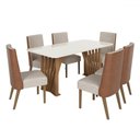 Ver imagem 2 de Mesa de Jantar 6 Lugares Lívia/anne Nature/off White/courano/linho- Pnr Móveis