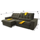 Ver imagem 3 de Sofá Retrátil Reclinável Zurique 2,50m Suede Velut Tabaco c/ Molas no Assento - King House