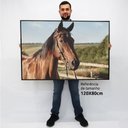 Ver imagem 2 de Quadro Decorativo em Canvas Cavalo de Perfil TaColado Moldura Flutuante 4,5cm Freijó 120 x 80cm