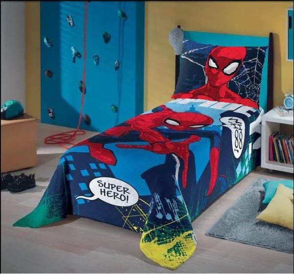 Manta Fleece Solteiro Homem Aranha+Fronha Dupla Face - 1