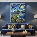 Ver imagem 3 de Quadro Canvas Rio de Janeiro Van Gogh 60x40cm Mold Preta