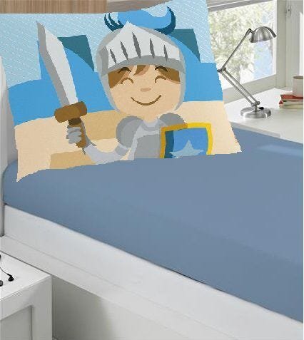 JOGO DE CAMA 2 PÇ- FRONHA ESTAMP.+LENÇOL ELÁSTICO LISO BASIC CAVALEIRO - 1