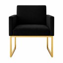 Ver imagem 1 de 1 Poltrona para Recepção Lina com Base de Ferro Dourado Resistente Preto