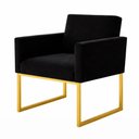 Ver imagem 3 de 1 Poltrona para Recepção Lina com Base de Ferro Dourado Resistente Preto