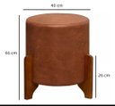 Ver imagem 3 de 2 Puf Thor Puff Redondo com Pés em Madeira 35x35cm Tecido Corino Cor Camel