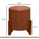 Ver imagem 3 de 2 Puf Thor Puff Redondo com Pés em Madeira 35x35cm Tecido Corino Cor Camel