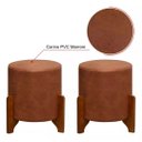 Ver imagem 2 de 2 Puf Thor Puff Redondo com Pés em Madeira 35x35cm Tecido Corino Cor Camel