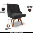 Ver imagem 4 de Kit 2 Cadeiras Decorativas Sala de Jantar Base Giratória de Madeira Firenze Veludo Preto/Natural G19
