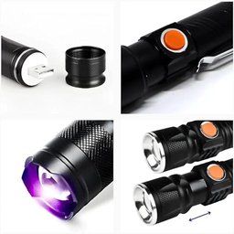Lanterna Recarregável Usb Luz Negra Uv 3 Modos Zoom - 2