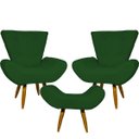 Ver imagem 1 de Kit 2 Poltronas Decorativas Para Sala Recepção Escritório Consultório + Puff Emilia Suede